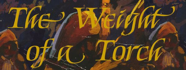 Weight of a torch banner image. Robed figures holding real big candles.