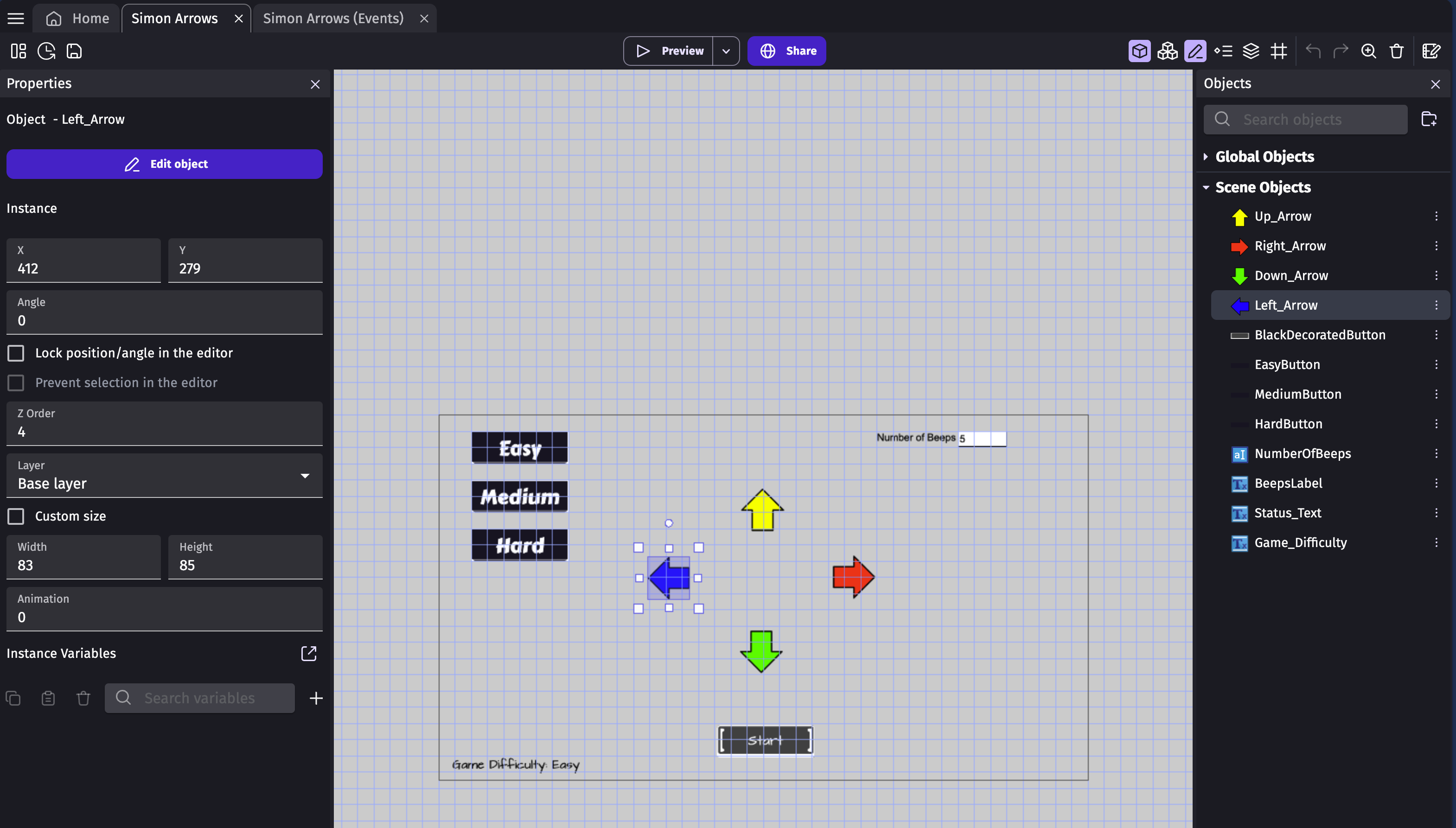 Screenshot of GDevelop's UI Editor